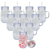 USA warehouse RTS double walled snow globe glitter 20oz plastic can mason jar 20oz acrylic snow globe coffee mugs cups with pre-drilled hole and silicone plug for DIY