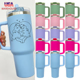 New Style double walled stainless steel vacuum insulated blank sublimation macaroon white 40oz leak proof removable flip straw tumbler cups with handle and straw