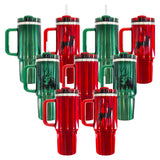 USA warehouse RTS-20pack H2.0 Powder coated silver plated 40oz Christmas red and green tumblers for sublimation _Gabby