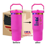 USA warehouse _30oz flip straw rainbow plated stainless steel vacumm insulated macaron mixed 4 colors tumblers for laser engraving_Gabby