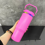 USA warehouse _30oz flip straw rainbow plated stainless steel vacumm insulated macaron mixed 4 colors tumblers for laser engraving_Gabby