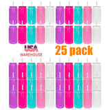 USA warehouse RTS-25pack 16oz macaron glass cans with PP lids for sublimation -Gabby