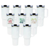 New Style double walled stainless steel vacuum insulated blank sublimation macaroon white 40oz leak proof removable flip straw tumbler cups with handle and straw
