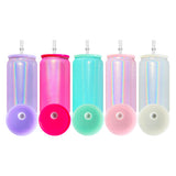 USA warehouse RTS-50pack 16oz shimmer glass cans with PP lids for sublimation -Gabby