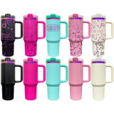 USA warehouse RTS_20 pack powder coated H2.0 40oz purple plated mixed colors tumblers with handle for laser engraving-Gabby