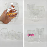 RTS 8oz/12oz/15oz Double Walled Snow Globe Round Coffee Glass cups with Pre-drilled Hole for DIY DTF