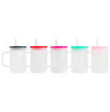 YIPAI USA warehouse RTS_17oz single walled frosted glass mugs with handle and PP lids_Gabby