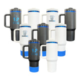 USA warehouse_20 pack black white powder coated blue plated underneath H2.0 40oz quencher tumbler with silicone boot sleeve for laser engraving_Gabby