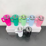 25pcs pack-powder coated stainless steel kids leak proof outdoor rainbow plated underneath 20oz flip straw tumbler mugs-Gabby