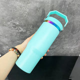 USA warehouse _30oz flip straw rainbow plated stainless steel vacumm insulated macaron mixed 4 colors tumblers for laser engraving_Gabby