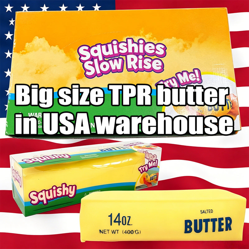 USA warehouse RTS- Hot Selling Shipping Free TPR Butter Squishy Toy Soft Slow Soft Moist Butter Stick Toy for Anxiety Relief Sensory Stress Squishy Toy-Gabby