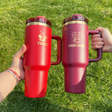 USA warehouse RTS_20 pack 40oz H2.0 gold plated black tumblers with handle for laser engraving-Gabby