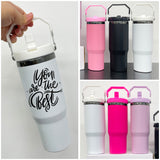 China warehouse-30oz Mirror black plated lip straw powder coated outdoor water bottles for laser engraving-Gabby