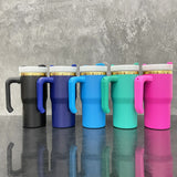 RTS-20oz mirror gold plated underneath stainless steel laser engraving kids Children and students coffee travel mug tumbler with plastic handle
