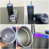 USA warehouse RTS-25pack 20oz powder coated colored blue and purple plated underneath tumbler cups with magnetic sliding lid-Gabby