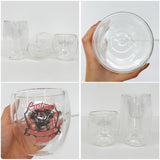 RTS 8oz/12oz/15oz Double Walled Snow Globe Round Coffee Glass cups with Pre-drilled Hole for DIY DTF