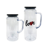 25 pack-12oz 16oz snow globe double walled plastic cups with handle with PP lids-Holly