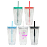 USA warehouse-25pack 16oz mini size double walled snow globe plastic cups water bottles  for kids and wraps-Gabby
