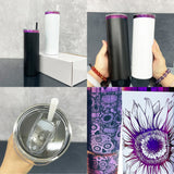 20oz Mirror Purple Plated Underneath Tumbler -25 pack black and white mixed Laser Engraving Ready | Bulk Wholesale