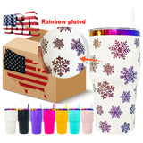 25 pack RTS USA warehouse powder coated 30oz holographic rainbow plated car tumbler mugs cups -Gabby