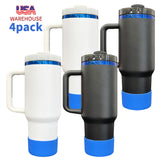 4PACK USA warehouse RTS Blue Underneath 40oz Stainless Steel Tumbler with Protective Boot Handle Double Walled Vacuum Insulated Large Capacity Coffee Travel Mug for Outdoor Sports Gifts-Gabby