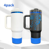 4PACK USA warehouse RTS Blue Underneath 40oz Stainless Steel Tumbler with Protective Boot Handle Double Walled Vacuum Insulated Large Capacity Coffee Travel Mug for Outdoor Sports Gifts-Gabby