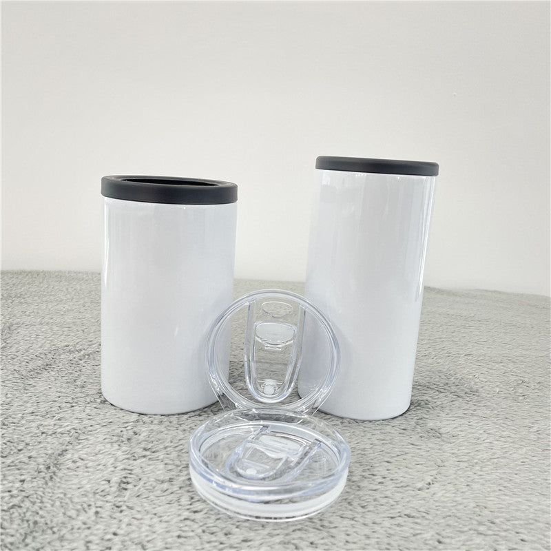 China warehouse 50 pack 12oz white sublimation fatty and slim can cooler with 2 lids-Gabby