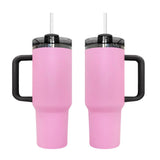 USA warehouse-20pack  2025 Valentine's Day gift pink powder coated mirror black plated underneath 40oz H2.0 tumbler for laser engraving