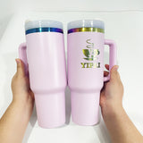 USA warehouse RTSz-20pcs 40oz H2.0 rainbow plated Valentine'Day colors pink tumblers_Gabby