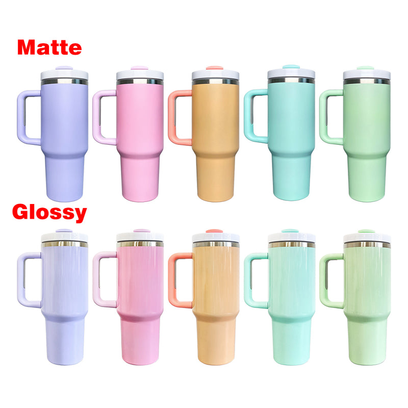 China warehouse H2.0 blank sublimation glossy matte macaron 40oz tumbler with handle and straw-Gabby