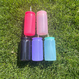 RTS USA warehouse 50 pack olored macaron 16oz plastic Acrylic soda can with colorful pp lids_Gabby