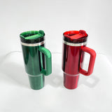 USA warehouse RTS-20pack H2.0 Powder coated silver plated 40oz Christmas red and green tumblers for sublimation _Gabby