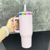 USA warehouse 16 pack_flip straw leak proof powder coated rainbow plated underneath 40oz tumbler_Gabby