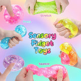 Nee Dohh Nice Cube Super Glitter Squish Fidget Toy - Stress Relief Squishy Cube for Kids & Adults, 2.25" Sensory Toy-Gabby