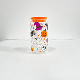 USAa warehouse 50 pack 16oz Halloween designs  3D touch UV printing beer glass can with plastic lid and clear PP straw-Gabby