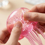 NEEDOH Jelly Squish Toy Glitter Jellyfish Squeeze Stress Relief Fidget Toy for Kids Adults Anxiety Relief Sensory Play