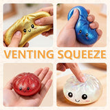 Dumpling Squishies Glitter TPR Maltose Squishy Soft Toys Colorful Stress Balls Squeeze Toys Slow Rebound Stress Relief Toy