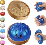 Dumpling Squishies Glitter TPR Maltose Squishy Soft Toys Colorful Stress Balls Squeeze Toys Slow Rebound Stress Relief Toy