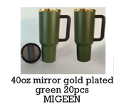 20 pack USA warehouse ready to ship 40oz H2.0 gold underneath dark green powder coated tumblers for laser engraving-Gabby