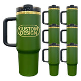 USA warehouse 40oz gold plated underneath dark green vacuum insulated double wall stainless steel tumbler with handle lid straw for custom laser engrave 20pack-Gabby