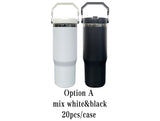 China warehouse-30oz Mirror black plated lip straw powder coated outdoor water bottles for laser engraving-Gabby