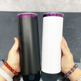 20oz Mirror Purple Plated Underneath Tumbler -25 pack black and white mixed Laser Engraving Ready | Bulk Wholesale