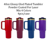 4PACK USA Warehouse RTS 40oz H2.0 Glossy Gold Plated Powder Coated Stainless Steel Tumblers for Laer Engraving-Gabby