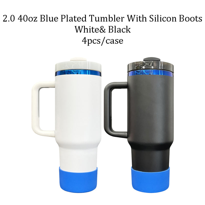 4PACK USA warehouse RTS Blue Underneath 40oz Stainless Steel Tumbler with Protective Boot Handle Double Walled Vacuum Insulated Large Capacity Coffee Travel Mug for Outdoor Sports Gifts-Gabby