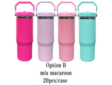 China warehouse-30oz Mirror black plated lip straw powder coated outdoor water bottles for laser engraving-Gabby
