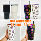 25 pack RTS USA warehouse powder coated 30oz holographic rainbow plated car tumbler mugs cups -Gabby