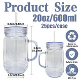 USA warehouse RTS double walled snow globe glitter 20oz plastic can mason jar 20oz acrylic snow globe coffee mugs cups with pre-drilled hole and silicone plug for DIY