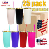 USA warehouse RTS-25pack 20oz mirror gold plated tumblers with sliding lids for laser engraving -Gabby