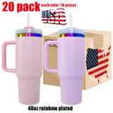 USA warehouse RTSz-20pcs 40oz H2.0 rainbow plated Valentine'Day colors pink tumblers_Gabby