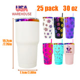 25 pack RTS USA warehouse powder coated 30oz holographic rainbow plated car tumbler mugs cups -Gabby